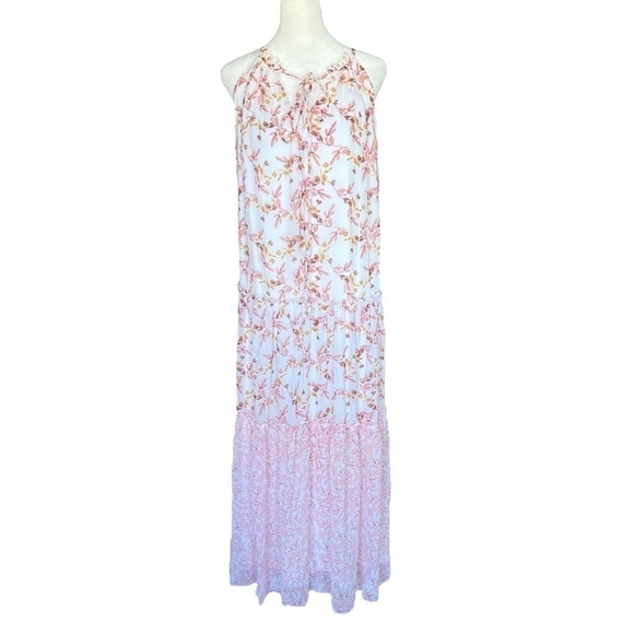 ANTHROPOLOGIE DREW Naomi Vintage Mixed Pink Floral Chiffon Maxi Dress - Picture 1 of 6